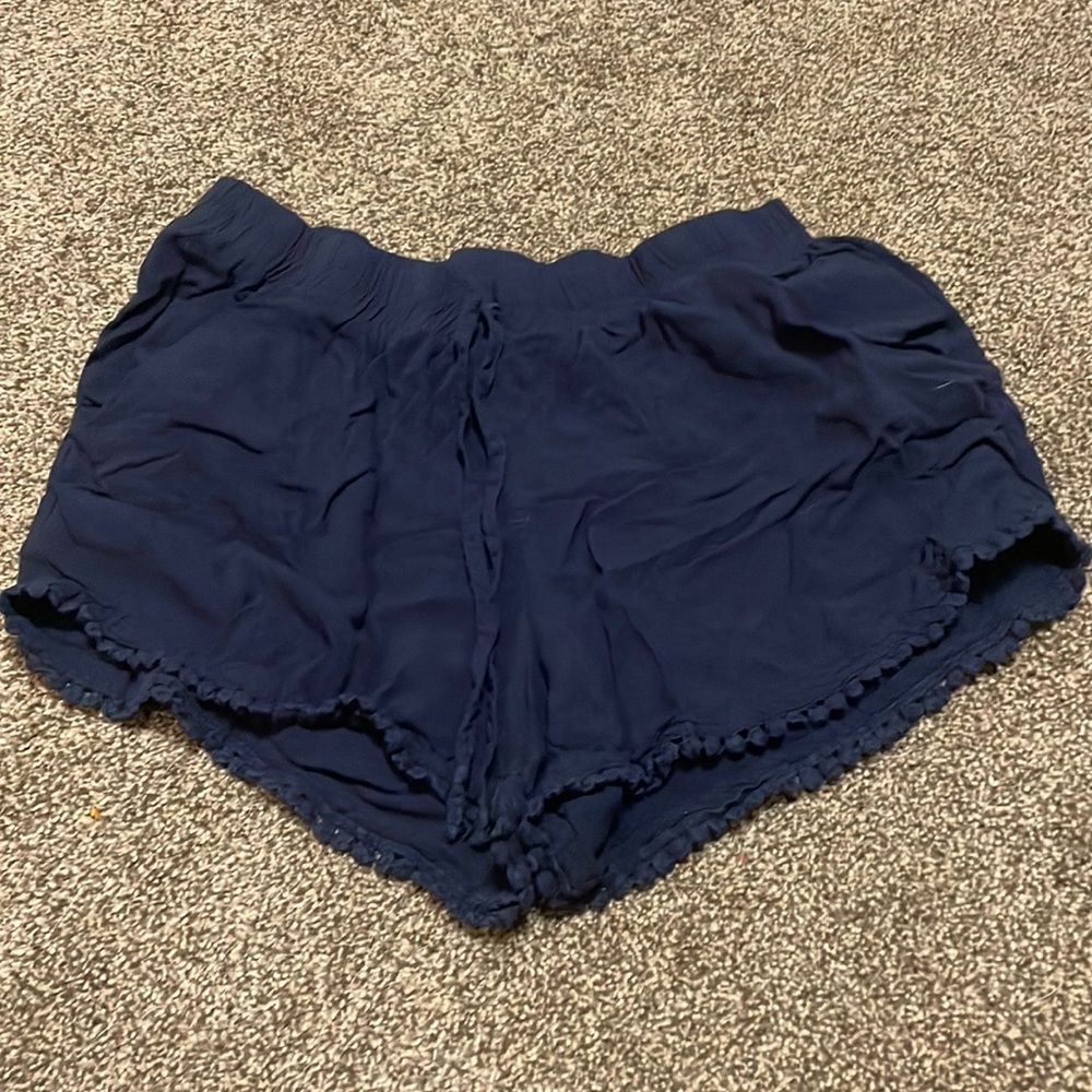 blue flowy shorts